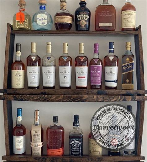 Whiskey Barrel Shelf Bourbon Bar Wall Mounted Bar Alcohol Shelf Bar