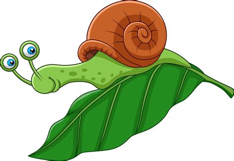 Cartoon snail crawling on a leaf 8390459 Vector Art at Vecteezy