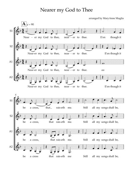 Nearer My God To Thee Sheet Music Sarah Fuller Flower Adams Ssaa Choir