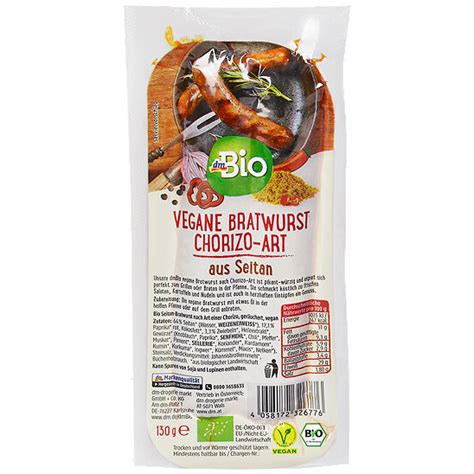 DmBio Vegane Bratwurst Chorizo Art Aus Seitan