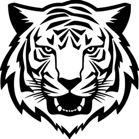 Ilustración vectorial de tigre en blanco y negro Vector Premium