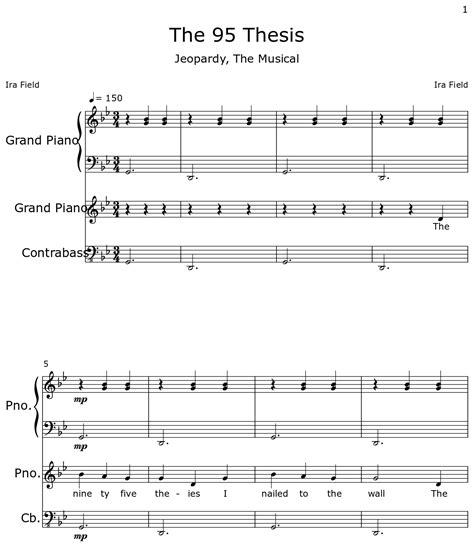 The 95 Thesis Sheet Music For Piano Contrabass