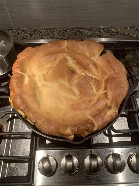 Homemade Cast Iron Skillet Yorkshire Pudding With Prime Rib Drippings Rfoodporn