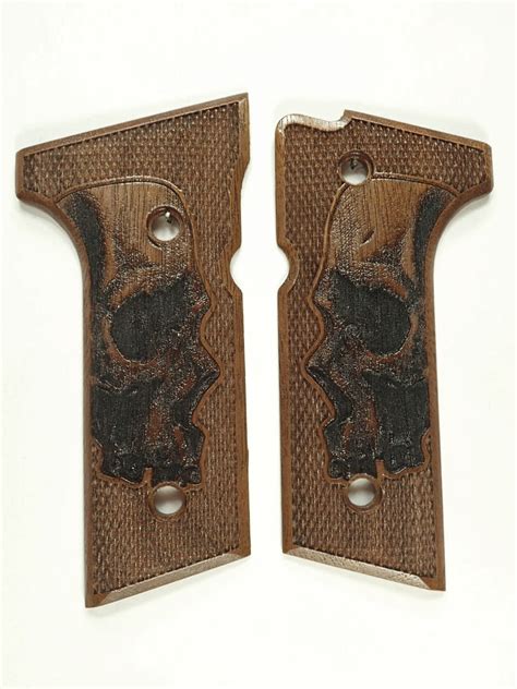 Walnut Skull Beretta 92xvertec M9a3 Grips Engraved Textured Ls Grips