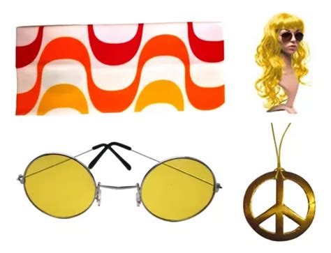 Pack Nostalgia Vintage Peluca Vincha Lentes Y Colgante Cuotas Sin