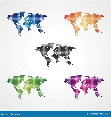 Pixel World Map Stock Vector Stock Vector Illustration Of Element