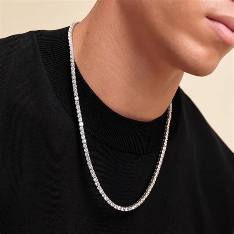 Tennis Chain 4mm Mens Silver Studded Chain Jaxxon