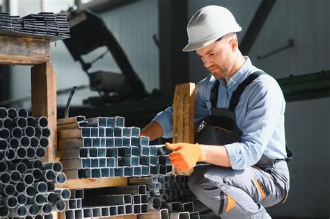 Premium Photo Portrait Of Factory Worker In Protective Uniform And