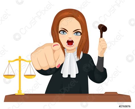 Angry Female Judge Pointing Finger Stock Vector 2765876 Crushpixel