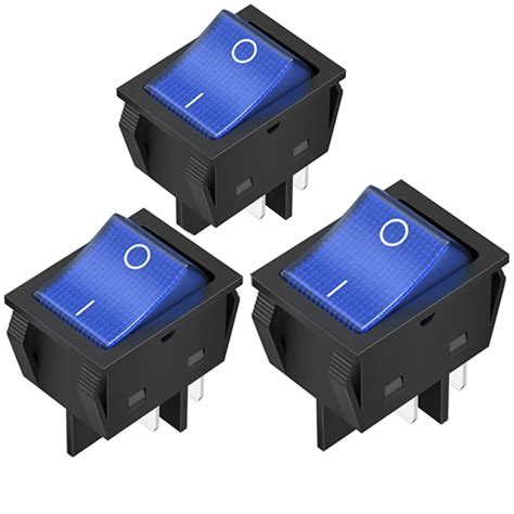 3 pièces KCD2 KCD4 Interrupteur à bascule 30A 250V DPST 4 broches Rouge