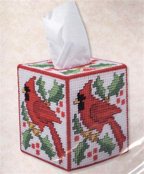 Cardinal Kleenex Tissue Box Cover Plastic Canvas Kit ~ New Plastic Canvas Tissue Boxes