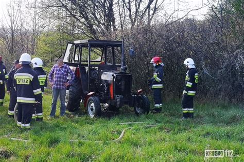 Pożar ciągnika rolniczego w Łączkach Jagiellońskich