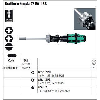 WERA ไขควงกอกแกก Kraftform Kompakt 27 RA 1 SB 05073660001 ชด 6 ชน