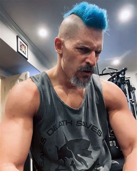 Joe Manganiello Debuts A Blue Mohawk For Justice League Role Us Weekly