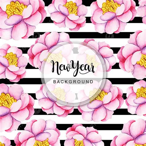 New Year Watercolor Vector Hd Images Watercolor New Year Floral Stripe