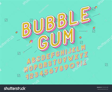 Vector Retro Bubble Gum Bold Font Stock Vector Royalty Free 731673139