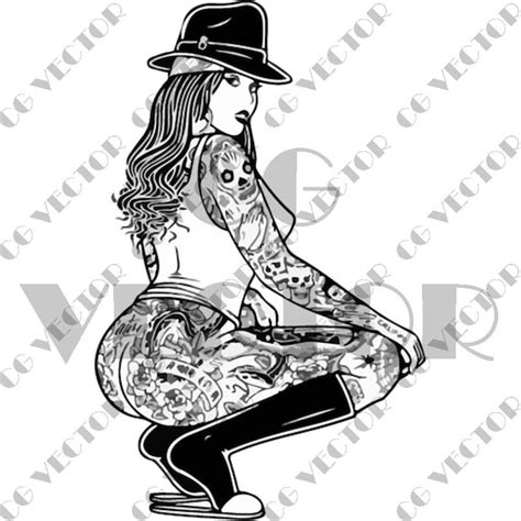 Girl Sexy Woman Female Bandanna T Card Mask Tattoo Sticker Etsy