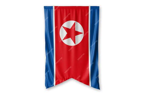 Premium Photo North Korea Flag Hang On A White Wall Background Image