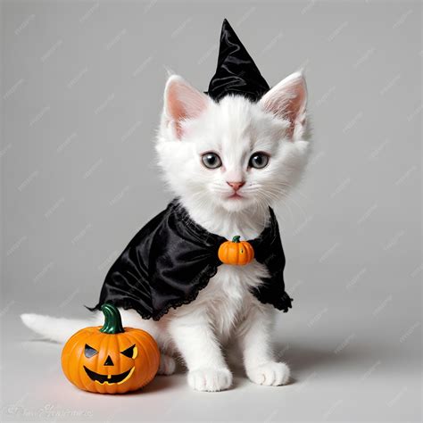 Premium Ai Image Spooktacular Cute Kitten Adorable Halloween Costume