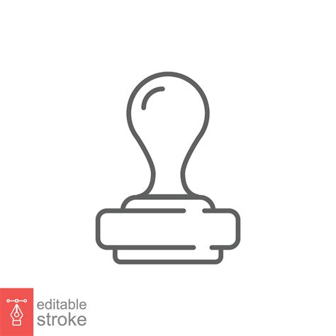 Rubber Stamp Icon Simple Outline Style Seal Stamper Approval Ink