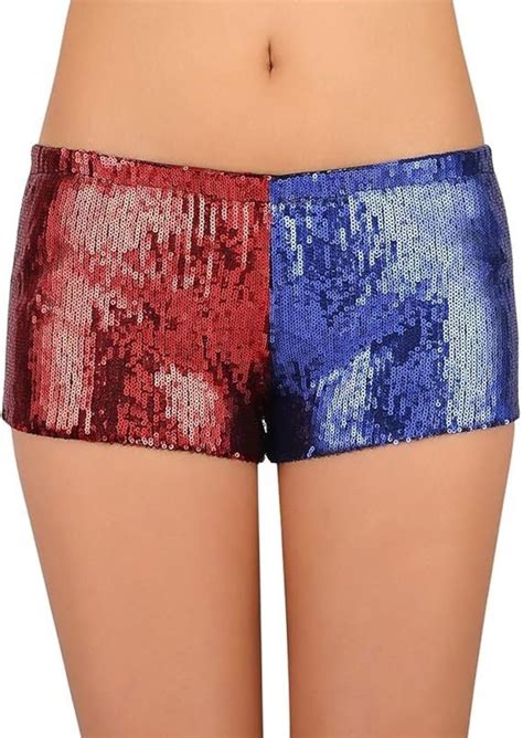 Womens Red And Blue Metallic Sequin Booty Shorts For Etsy