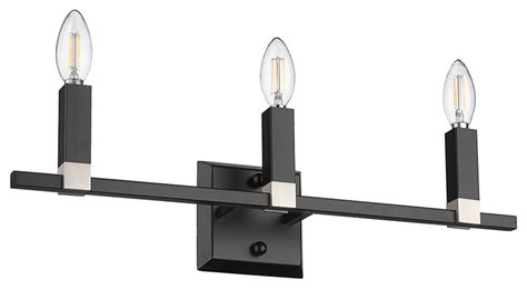 Homenhancements Vivio Maroni 3 Bulb Vanity Light With Matte Black Brushed Nickel Transitional