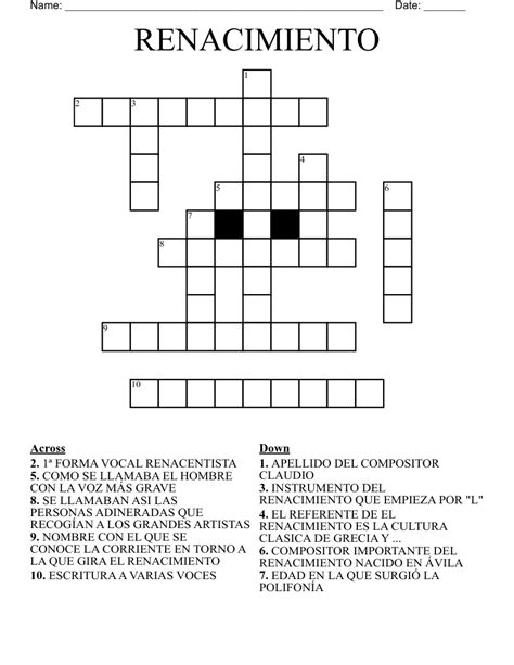 Renacimiento Crossword Wordmint