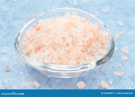 Himalayan Pink Salt In A Glass Bowl Stock Image Image Of Mineral