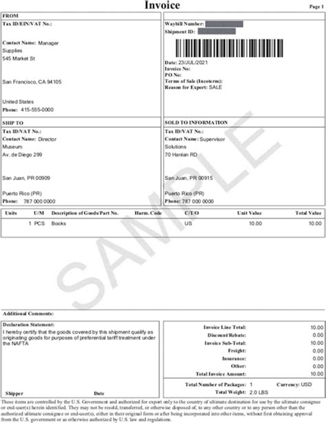 Ups Invoice Template