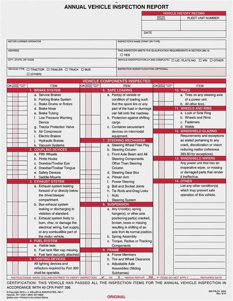 Fmcsa Annual Vehicle Inspection Label Placement Jj Keller Annual Vehicle Inspection Report