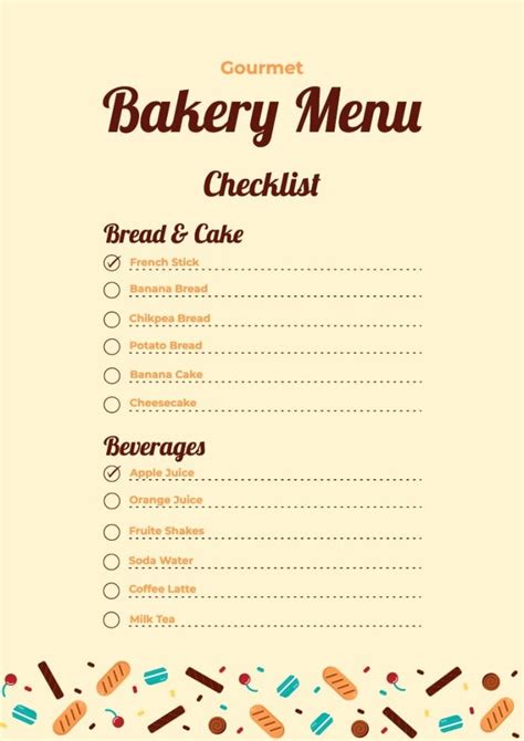 Free Elegant Dapper Bakery Cleaning Checklist Template