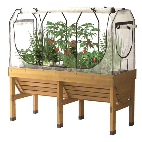 Greenhouse For The Large Pest Thwarting Elevated Garden Hammacher