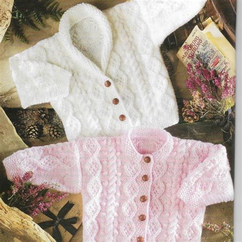 Baby Childs Aran Cardigan Knitting Pattern Pdf Baby Cable Etsy Uk