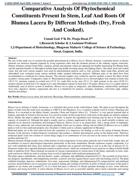 Pdf Comparative Analysis Of Phytochemical Constituents Present In