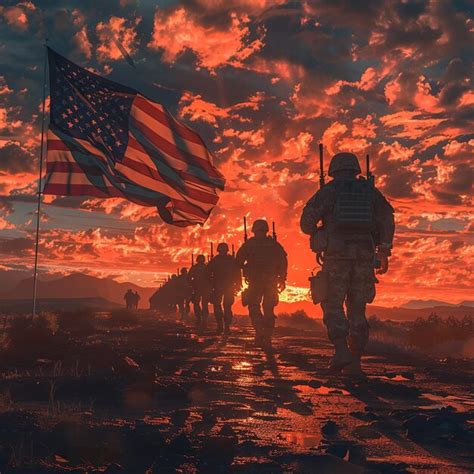 Premium Photo | Sunset Salute Honoring USA Army Soldiers