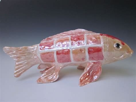 Koi Fish Sculpture Hand Made Fish Ceramic Koi Fish Koi Etsy