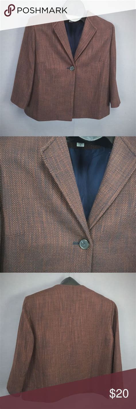 Coldwater Creek Blazer Size 12 Orange Blue Womens Womens Tweed