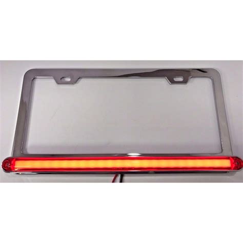 Red LED Chrome License Plate Frame with Third Brake Light Function ...