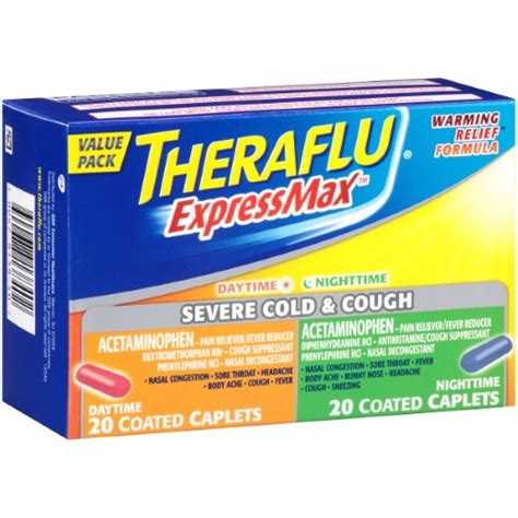 Theraflu Expressmax Combo Caplets For Daytime And Nighttime Severe Cold And Cough 40 Count