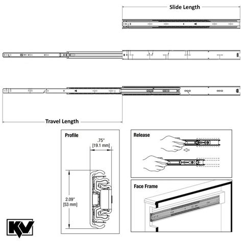 Knape Vogt Heavy Duty Full Extension Side Mount Metal Drawer Slide