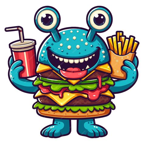 Premium Vector Monster Burger Cartoon Mascot Character Vector