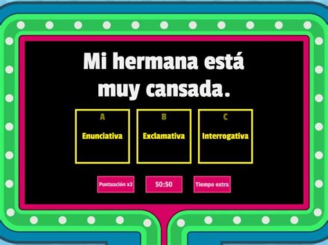 Tipos De Oraciones Gameshow Quiz