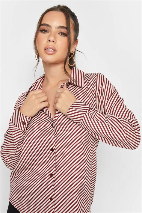 Pixiegirl Petite Womens Burgundy Red Stripe Shirt Pixiegirl