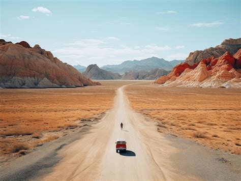 Premium Photo Car Driving Through Desert Dirt Road