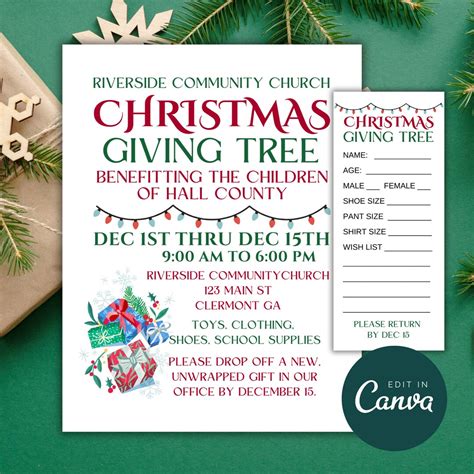 Giving Tree Flyer Template Giving Tree Tags Printable Angel Tree Sign