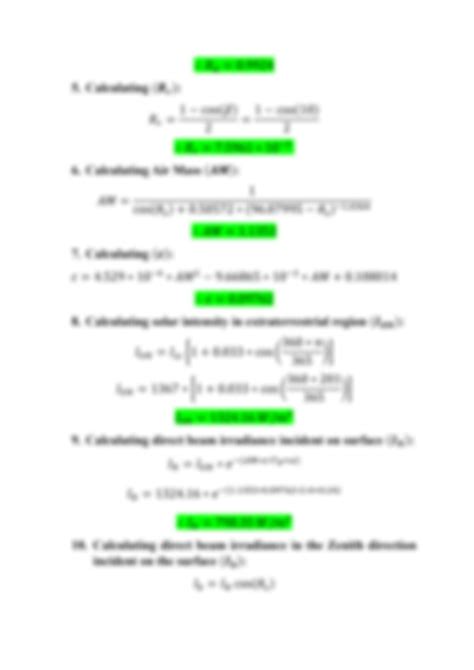 Solution Assignment Solution On Solar Radiation Calculations Studypool