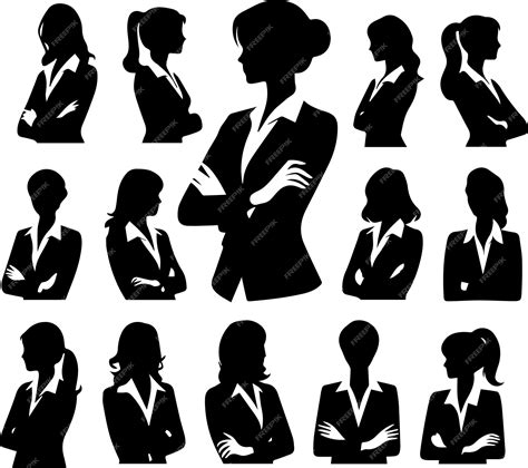 Premium Vector Business Woman Folded Arms Vector Silhouette 17