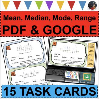 MEAN MEDIAN MODE RANGE GOOGLE SLIDES TASK CARDS Line Plots Graphs PDF