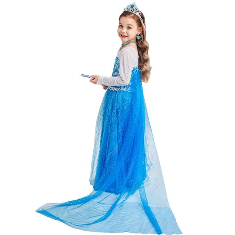 Girls Elsa Frozen Costumes Kids Princess Tulle Dress Snow Queen