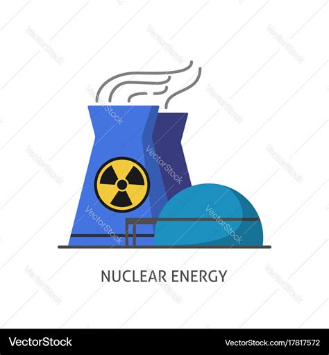 Nuclear Power Plant Icon In Flat Style Royalty Free Vector